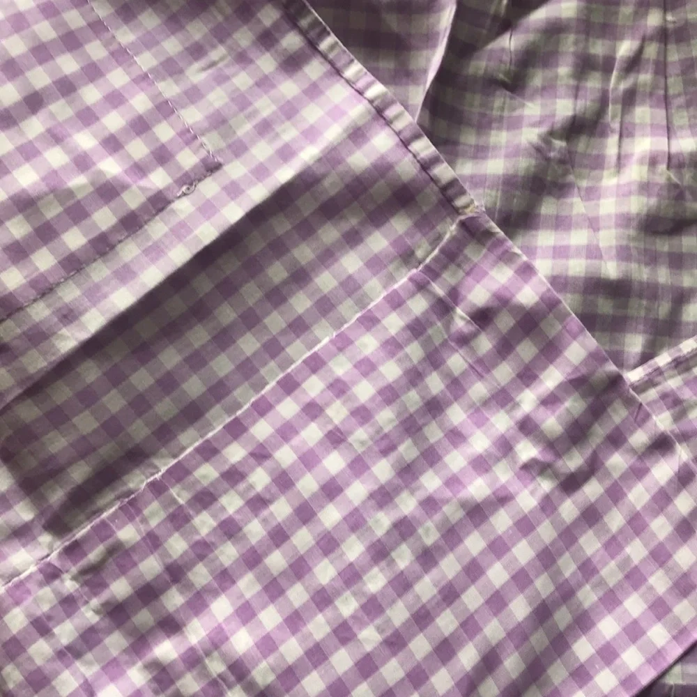 Lavender and White Gingham Vintage Kitchen Half Apron Handmade Needlework